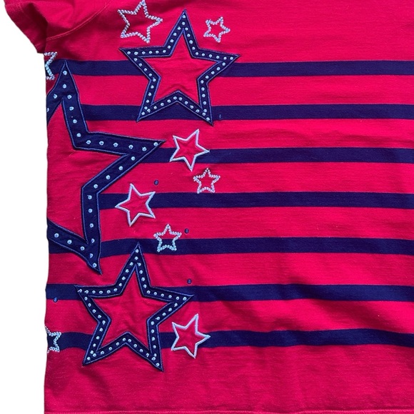 Karen Scott Sport Independence Day Patriotic Red Blue Stars Shirt Plus Size - Picture 2 of 5